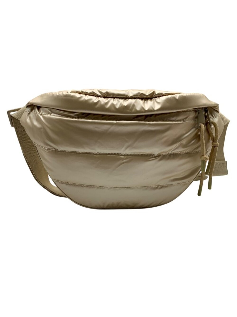 MMS Brands Light Metallic Gold Quilted Banana Sling